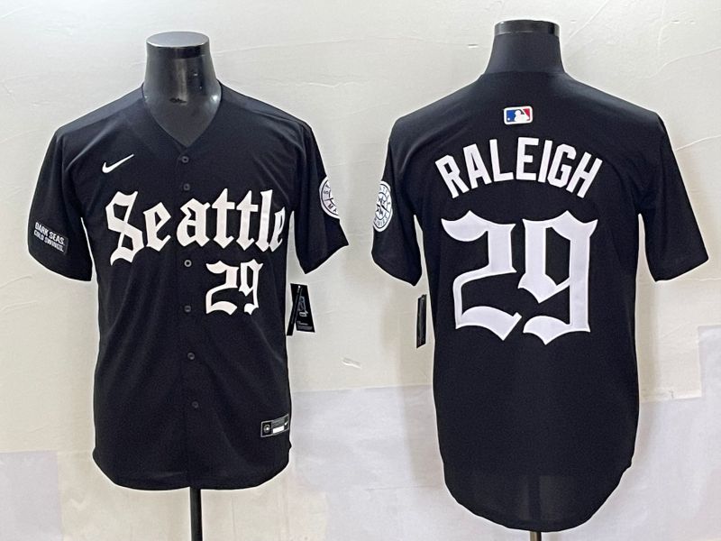 Men 2025 Seattle Mariners #29 Raleigh Black Five generations Joint Name Nike MLB Jersey style 6239->seattle mariners->MLB Jersey